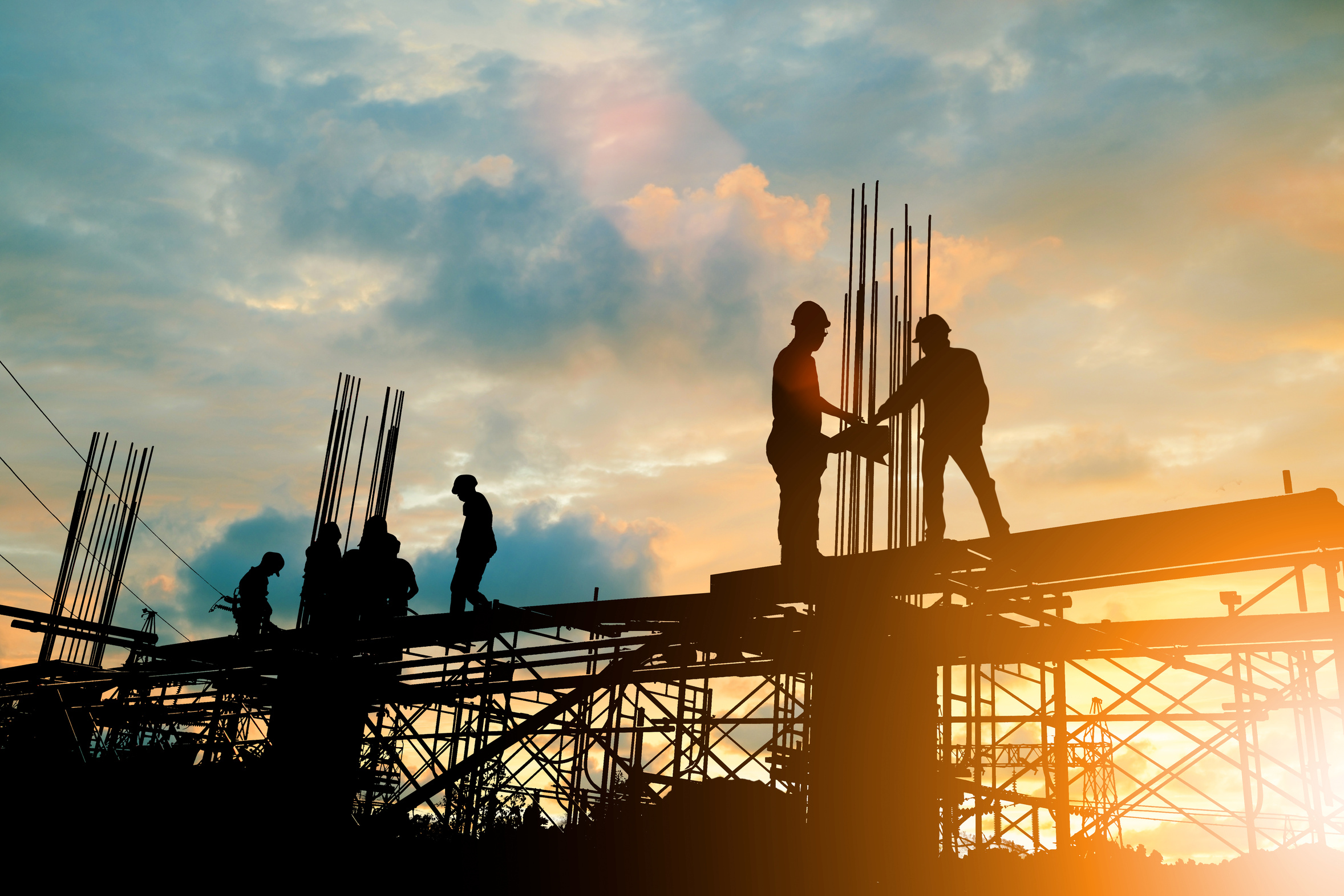 Silhouette of construction site
